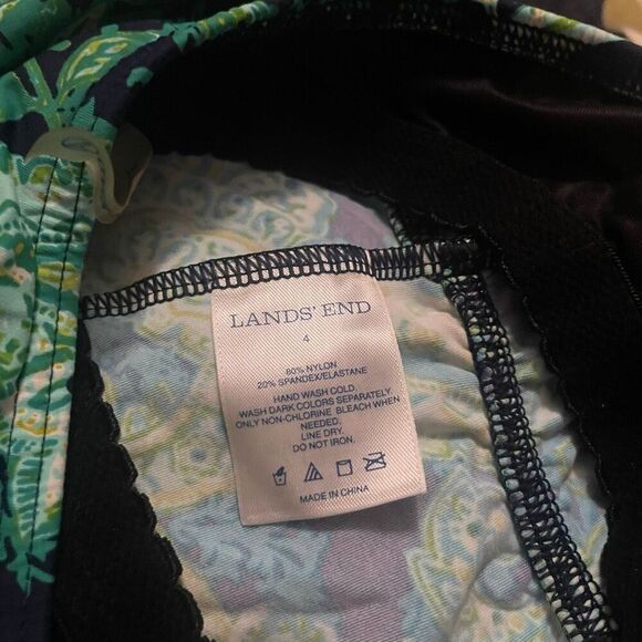 Land’s End Size 4 Tankini Bikini Mini Dress Paisley Print Green Black - Picture 7 of 7
